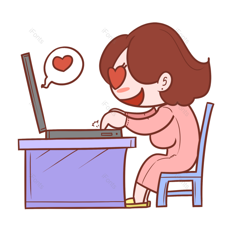 卡通图片,上网元素,网上购物PNG,玩电脑免抠素材